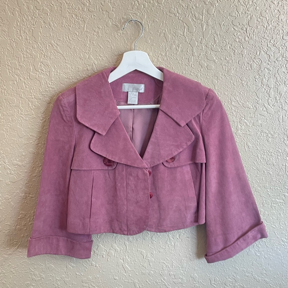 vintage Spiegel faded pink genuine leather short pea coat